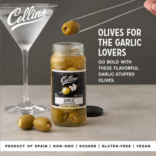 COLLINS GARLIC STUFFED OLIVES (4.5OZ)